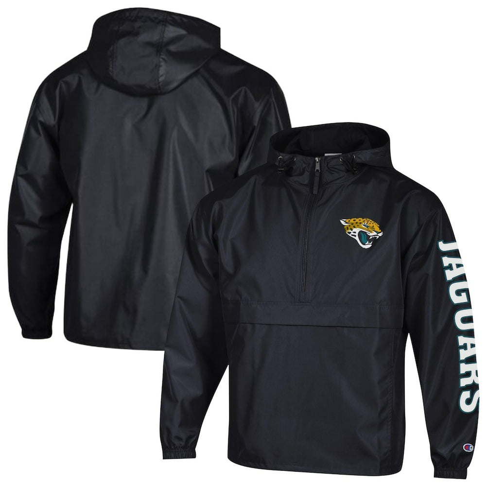 Jacksonville Jaguars Champion Packable Windbreaker Half-Zip Jacket - Black - NFL