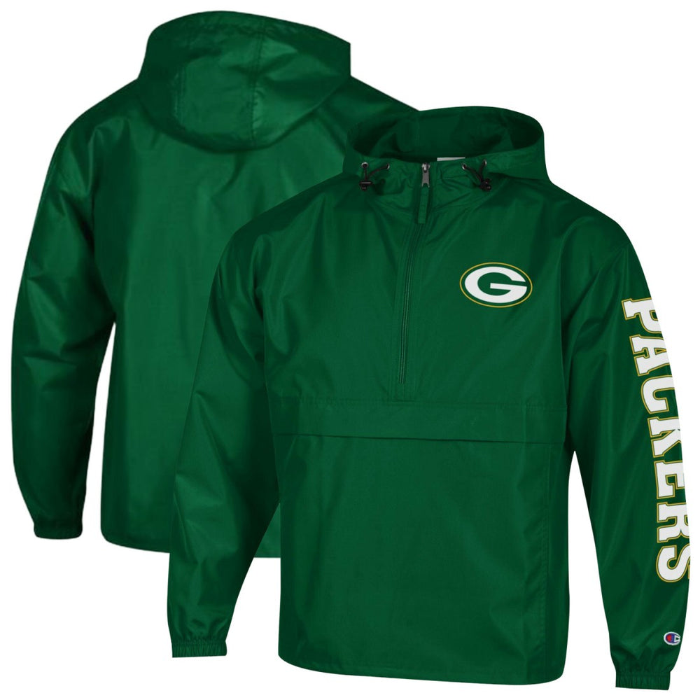 Green Bay Packers Champion Packable Windbreaker Half-Zip Jacket - Green - NFL