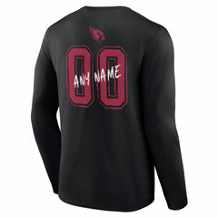 Arizona Cardinals Hustle Personalized Name & Number Long Sleeve T-Shirt - Black - NFL