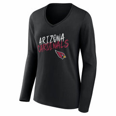 Arizona Cardinals Women's Hustle Personalized Name & Number Long Sleeve V-Neck T-Shirt - Black - NFL