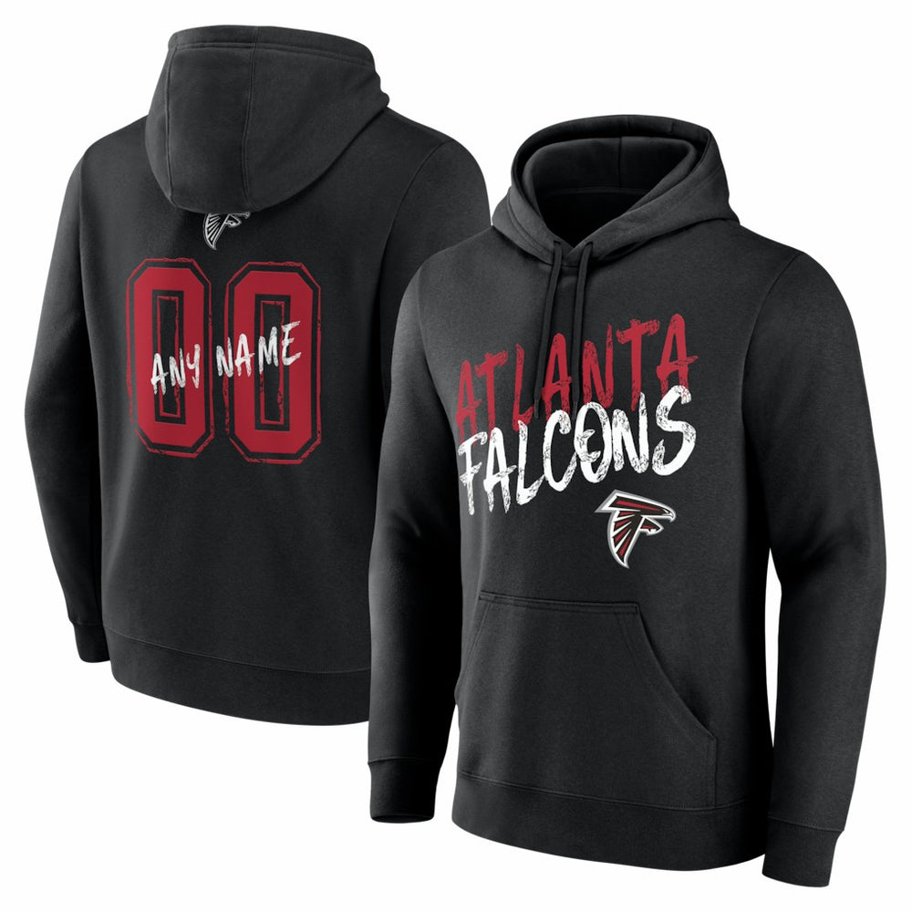 Atlanta Falcons Hustle Personalized Name & Number Hoodie - Black - NFL