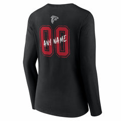 Atlanta Falcons Women's Hustle Personalized Name & Number Long Sleeve V-Neck T-Shirt - Black - NFL