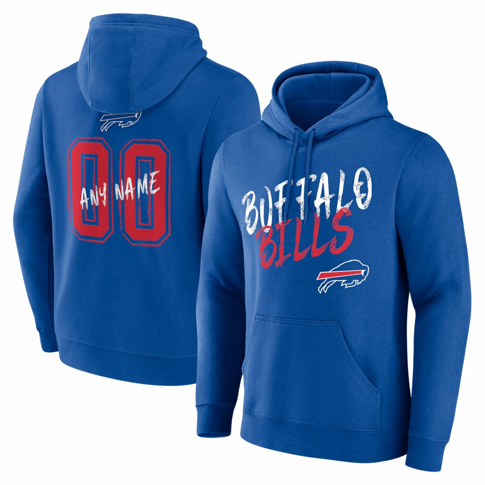 Buffalo Bills Hustle Personalized Name & Number Hoodie - Royal - NFL