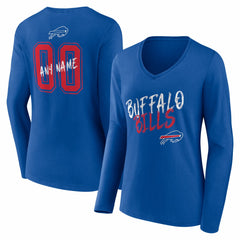 Buffalo Bills Women's Hustle Personalized Name & Number Long Sleeve V-Neck T-Shirt - Royal - NFL