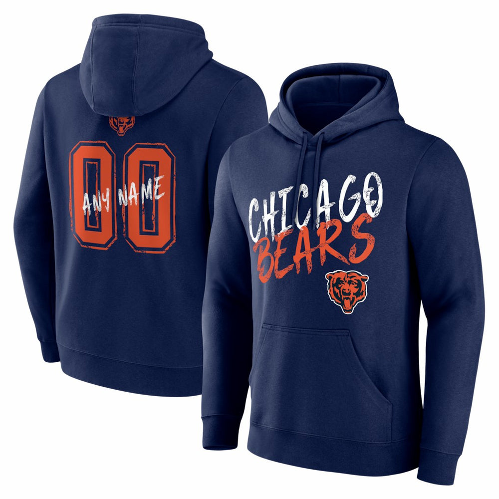 Chicago Bears Hustle Personalized Name & Number Hoodie - Navy - NFL