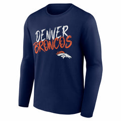 Denver Broncos Hustle Personalized Name & Number Long Sleeve T-Shirt - Navy - NFL