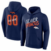 Denver Broncos Hustle Personalized Name & Number Hoodie - Navy - NFL