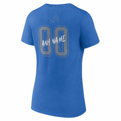 Detroit Lions Women's Hustle Personalized Name & Number V-Neck T-Shirt - Blue - NFL