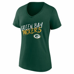 Green Bay Packers Women's Hustle Personalized Name & Number V-Neck T-Shirt - Green - NFL