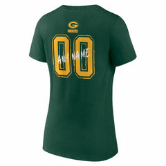 Green Bay Packers Women's Hustle Personalized Name & Number V-Neck T-Shirt - Green - NFL