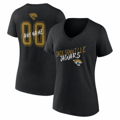Jacksonville Jaguars Women's Hustle Personalized Name & Number V-Neck T-Shirt - Black - NFL