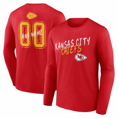 Kansas City Chiefs Hustle Personalized Name & Number Long Sleeve T-Shirt - Red - NFL