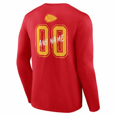 Kansas City Chiefs Hustle Personalized Name & Number Long Sleeve T-Shirt - Red - NFL