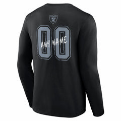 Las Vegas Raiders Hustle Personalized Name & Number Long Sleeve T-Shirt - Black - NFL