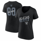 Las Vegas Raiders Women's Hustle Personalized Name & Number V-Neck T-Shirt - Black - NFL