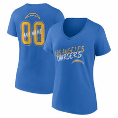 Los Angeles Chargers Women's Hustle Personalized Name & Number V-Neck T-Shirt - Powder Blue - NFL