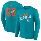 Miami Dolphins Hustle Personalized Name & Number Long Sleeve T-Shirt - Aqua - NFL