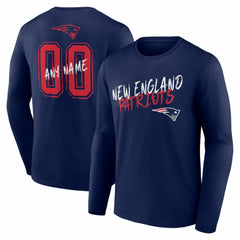 New England Patriots Hustle Personalized Name & Number Long Sleeve T-Shirt - Navy - NFL