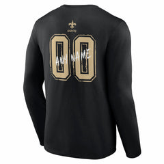 New Orleans Saints Hustle Personalized Name & Number Long Sleeve T-Shirt - Black - NFL