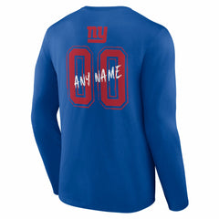 New York Giants Hustle Personalized Name & Number Long Sleeve T-Shirt - Royal - NFL