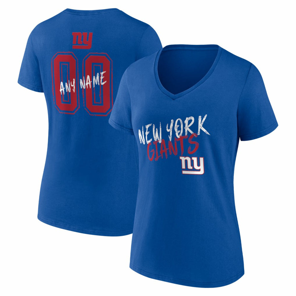 New York Giants Women's Hustle Personalized Name & Number V-Neck T-Shirt - Royal - NFL