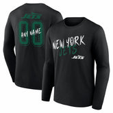 New York Jets Hustle Personalized Name & Number Long Sleeve T-Shirt - Black - NFL