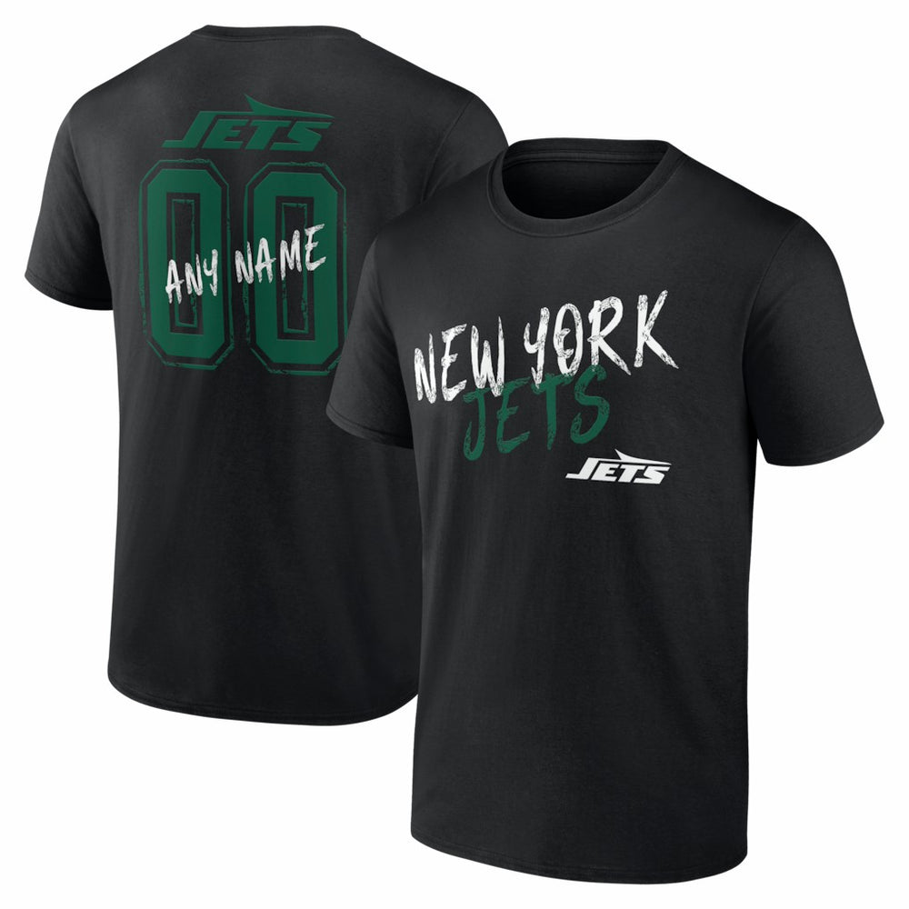 New York Jets Hustle Personalized Name & Number T-Shirt - Black - NFL
