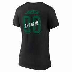 New York Jets Women's Hustle Personalized Name & Number V-Neck T-Shirt - Black - NFL