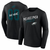 Philadelphia Eagles Hustle Personalized Name & Number Long Sleeve T-Shirt - Black - NFL
