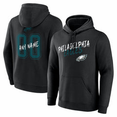 Philadelphia Eagles Hustle Personalized Name & Number Hoodie - Black - NFL