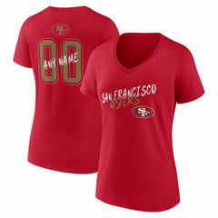 San Francisco 49ers Women's Hustle Personalized Name & Number V-Neck T-Shirt - Scarlet - NFL