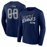 Seattle Seahawks Hustle Personalized Name & Number Long Sleeve T-Shirt - College Navy - NFL