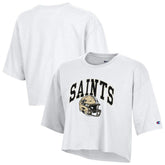 New Orleans Saints Champion Women's Boyfriend Cropped T-Shirt - White - NFL