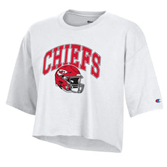 Kansas City Chiefs Champion Women's Boyfriend Cropped T-Shirt - White - NFL