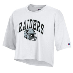 Las Vegas Raiders Champion Women's Boyfriend Cropped T-Shirt - White - NFL