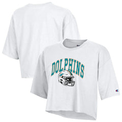 Miami Dolphins Champion Women's Boyfriend Cropped T-Shirt - White - NFL