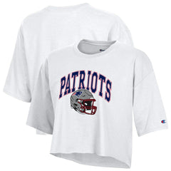 New England Patriots Champion Women's Boyfriend Cropped T-Shirt - White - NFL