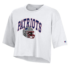 New England Patriots Champion Women's Boyfriend Cropped T-Shirt - White - NFL