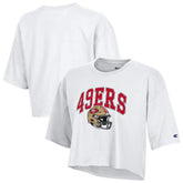 San Francisco 49ers Champion Women's Boyfriend Cropped T-Shirt - White - NFL