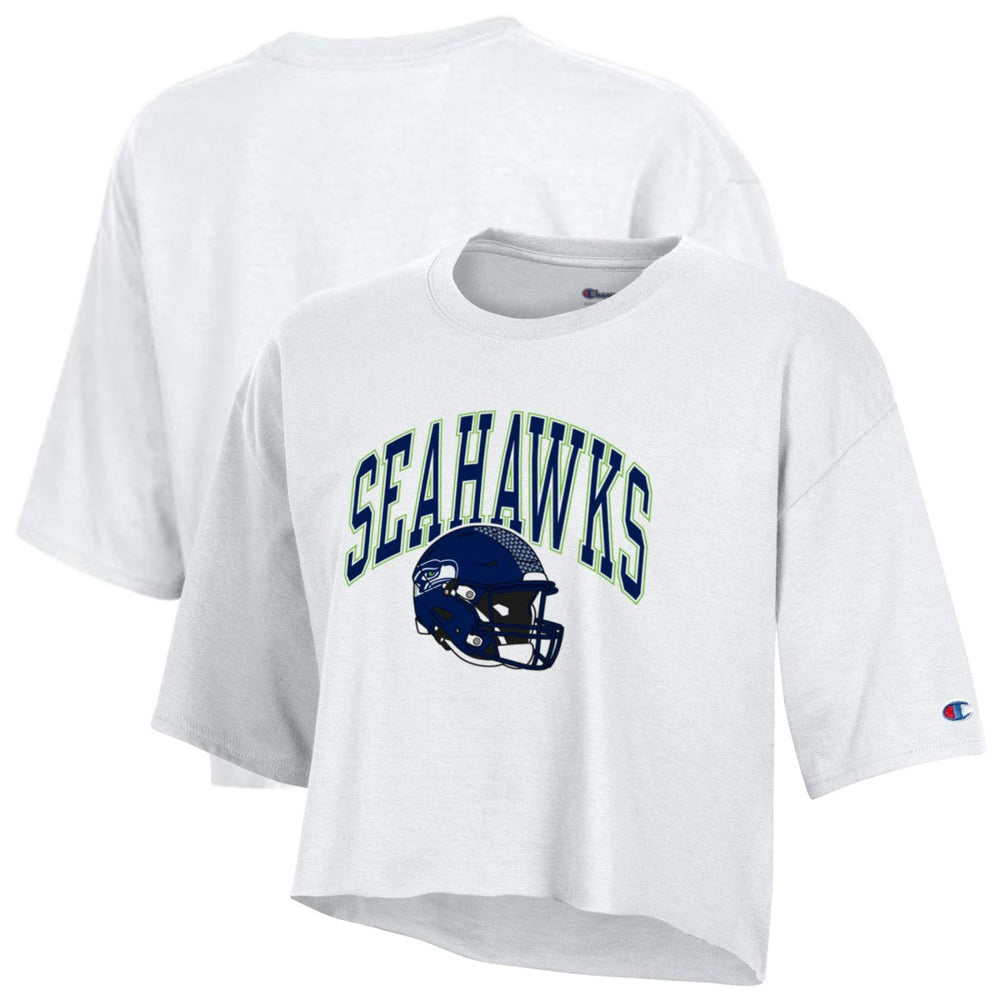 Seattle Seahawks Champion Women's Boyfriend Cropped T-Shirt - White - NFL