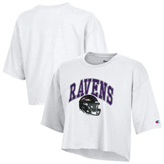 Baltimore Ravens Champion Women's Boyfriend Cropped T-Shirt - White - NFL