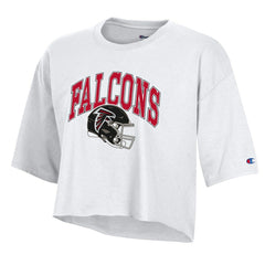 Atlanta Falcons Champion Women's Boyfriend Cropped T-Shirt - White - NFL