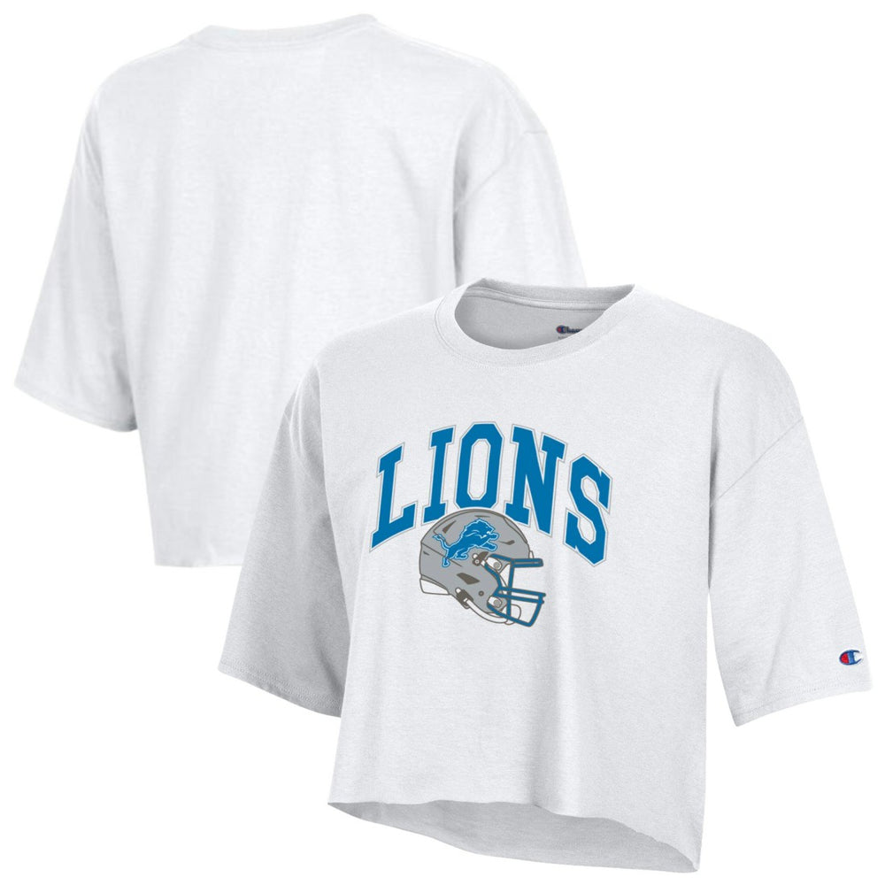 Detroit Lions Champion Women's Boyfriend Cropped T-Shirt - White - NFL