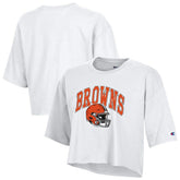 Cleveland Browns Champion Women's Boyfriend Cropped T-Shirt - White - NFL