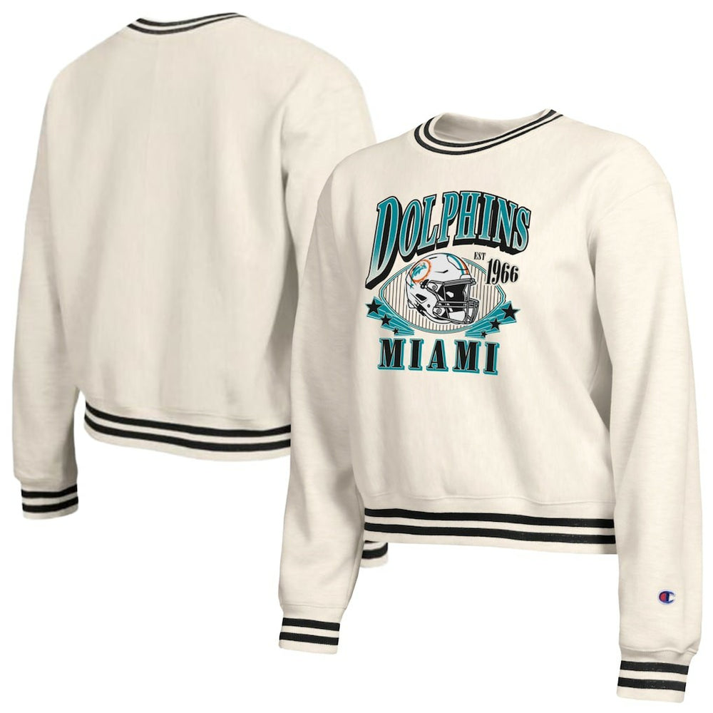 Miami Dolphins Champion Women's Reverse Weave Fleece Sweatshirt - Cream - NFL