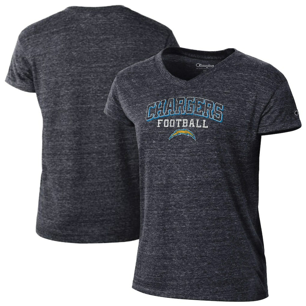 Los Angeles Chargers Champion Women's Triumph Tri-Blend V-Neck T-Shirt - Black - NFL