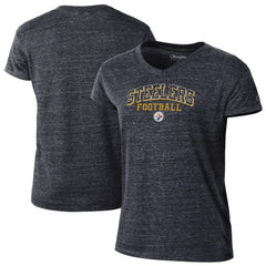 Pittsburgh Steelers Champion Women's Triumph Tri-Blend V-Neck T-Shirt - Black - NFL