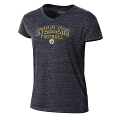 Pittsburgh Steelers Champion Women's Triumph Tri-Blend V-Neck T-Shirt - Black - NFL