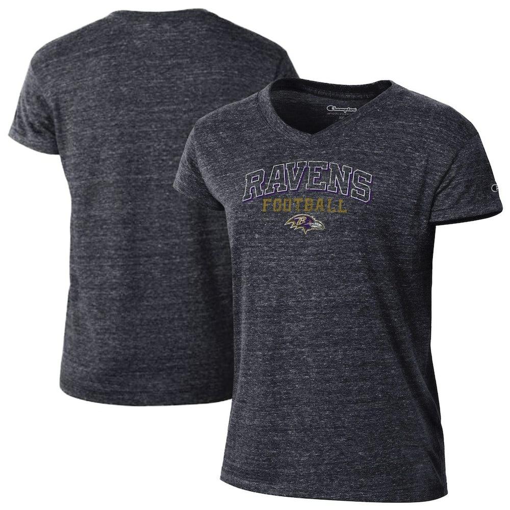 Baltimore Ravens Champion Women's Triumph Tri-Blend V-Neck T-Shirt - Black - NFL