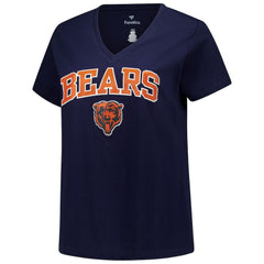 Chicago Bears Women's Plus Size Arch Over Logo V-Neck T-Shirt - Navy - Fanatics